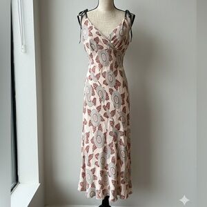 PINKO Italy 100% Viscose Floral Graphic Slip Midi Dress US 6 Italian Designer